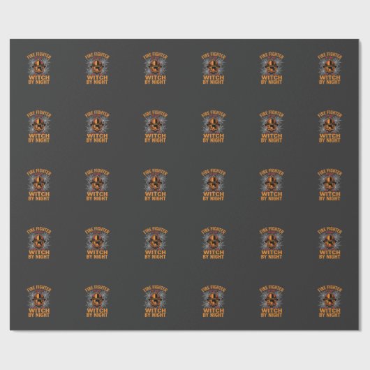 Papier Cadeau Conception de sorcière de Halloween de pompier (Plat)