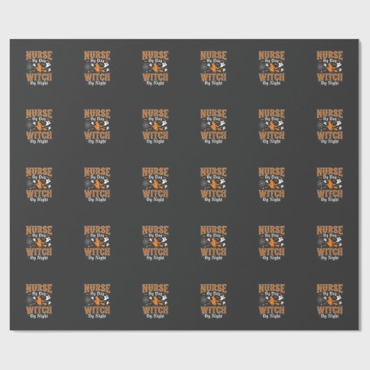Papier Cadeau Conception de sorcière infirmière Halloween (2) (Plat)