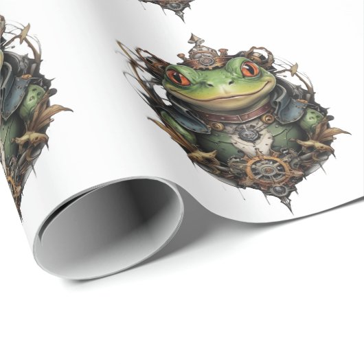 Papier Cadeau Conception de Steampunk de grenouille Froggie, (Coin rond)