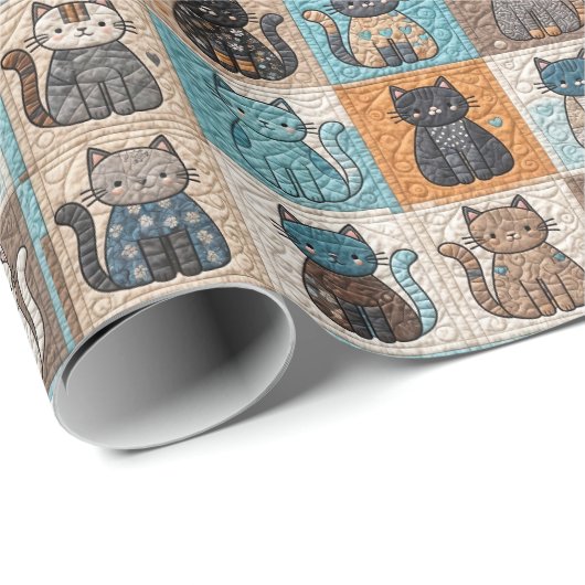Papier Cadeau Conception de surface composée de chats (Coin rond)