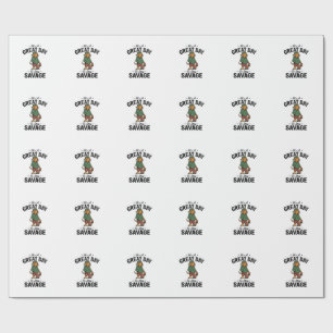Papier Cadeau Conception de T-Shirt avec Gravure Vintage Savage