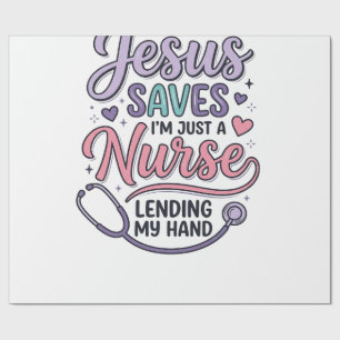 Papier Cadeau Conception de t-shirt Jésus Sauve l'infirmière Foi
