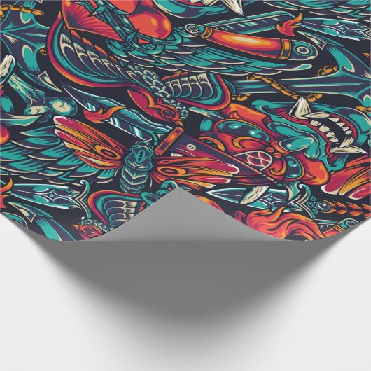 Papier Cadeau Conception de tatouage rétro (Coin)