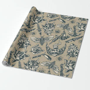 Papier Cadeau Conception de tatouage rétro