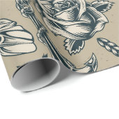 Papier Cadeau Conception de tatouage rétro (Coin rond)