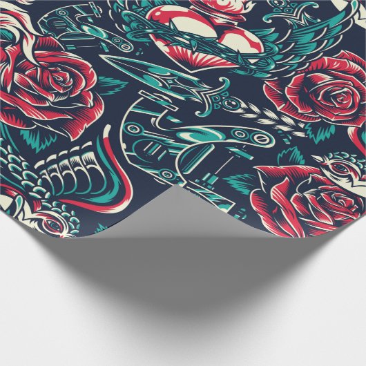 Papier Cadeau Conception de tatouage rétro (Coin)