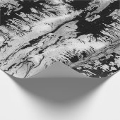 Papier Cadeau Conception de texture de l'eau noir et blanc, (Coin)