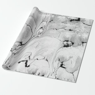Papier Cadeau Conception de texture de l'eau noire et blanche,