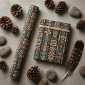 Papier Cadeau Conception de totems et de plumes amérindiens