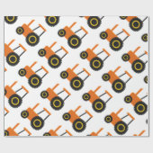 Papier Cadeau Conception de tracteur orange (Plat)