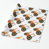 Papier Cadeau Conception de tracteur orange (Déroulé)