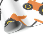 Papier Cadeau Conception de tracteur orange (Coin rond)
