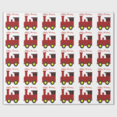 Papier Cadeau Conception de train rouge Anniversaire (Plat)