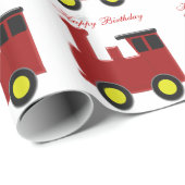 Papier Cadeau Conception de train rouge Anniversaire (Coin rond)