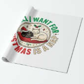 Papier Cadeau Conception de vacances de sieste de chat de Noël (Déroulé)