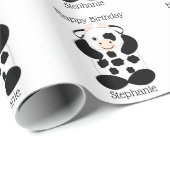 Papier Cadeau Conception de vache Anniversaire (Coin rond)