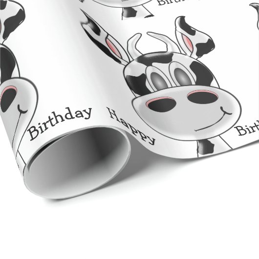 Papier Cadeau Conception de vache Anniversaire (Coin rond)
