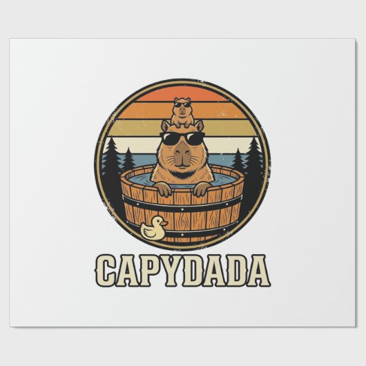 Papier Cadeau Conception de vecteur de baignoire rétro Capydada  (Plat)