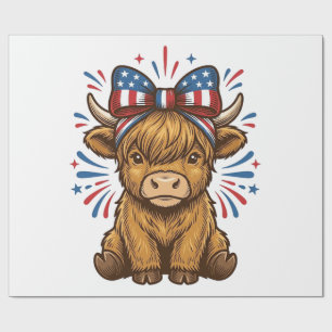 Papier Cadeau Conception de vecteur de vache Highland patriotiqu