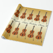 Papier Cadeau Conception de violoncelle Anniversaire (Déroulé)