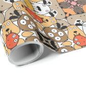 Papier Cadeau Conception de visage de chien de dessin (Coin rond)