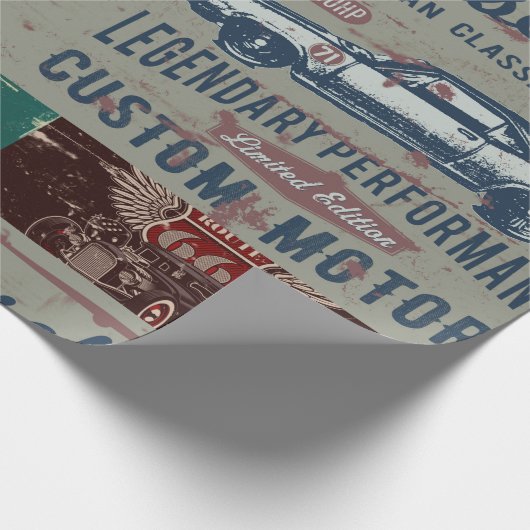 Papier Cadeau Conception de voiture Retro (Coin)