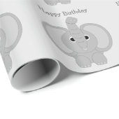 Papier Cadeau Conception d'éléphant Anniversaire (Coin rond)