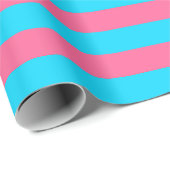 Papier Cadeau Conception des rayures rose et bleu (Coin rond)