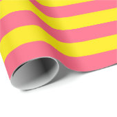 Papier Cadeau Conception des rayures rose et jaune (Coin rond)