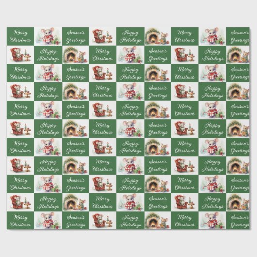 Papier Cadeau Conception des souris de Noël (Plat)