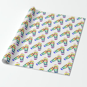 Papier Cadeau conception des tongs arc-en-ciel