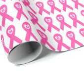 Papier Cadeau Conception d'ESPOIR de ruban de rose de conscience (Coin rond)