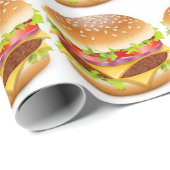 Papier Cadeau Conception détaillée d'hamburger (Coin rond)