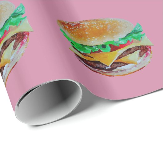 Papier Cadeau conception d'hamburger, peinture originale (Coin rond)