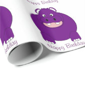 Papier Cadeau Conception d'hippopotame Anniversaire (Coin rond)