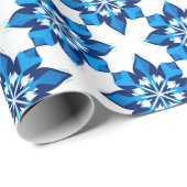 Papier Cadeau ❄ Conception d'hiver de flocon de neige bleu minim (Coin rond)