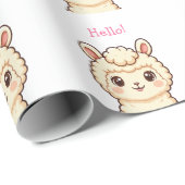 Papier Cadeau Conception d'illustration de lama mignon (Coin rond)