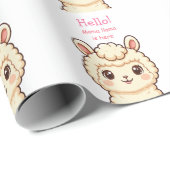 Papier Cadeau Conception d'illustration de lama mignon (Coin rond)