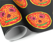 Papier Cadeau Conception d'illustration de visage de pizza souri (Coin rond)