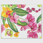 Papier Cadeau Conception d'orchidées à l'aquarelle 18 (Plat)