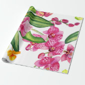 Papier Cadeau Conception d'orchidées à l'aquarelle 18 (Déroulé)