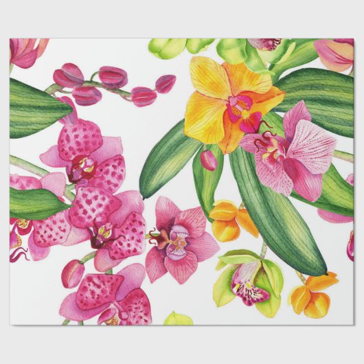 Papier Cadeau Conception d'orchidées à l'aquarelle 18 (Couture)