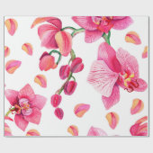 Papier Cadeau Conception d'orchidées à l'aquarelle 2 (Plat)