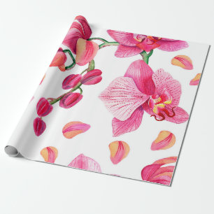 Papier Cadeau Conception d'orchidées à l'aquarelle 2