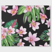 Papier Cadeau Conception d'orchidées à l'aquarelle 27 (Plat)