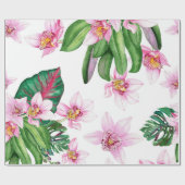 Papier Cadeau Conception d'orchidées à l'aquarelle 30 (Plat)