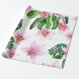 Papier Cadeau Conception d'orchidées à l'aquarelle 30