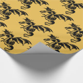Papier Cadeau Conception Dragon Volant Or (Coin)