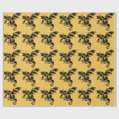 Papier Cadeau Conception Dragon Volant Or (Plat)