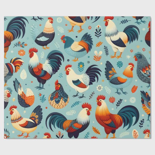 Papier Cadeau Conception du poulet et du coq (Plat)